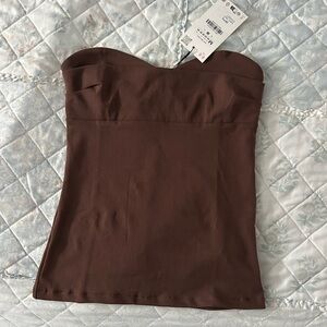 Zara Brown Strapless Top (NWT)